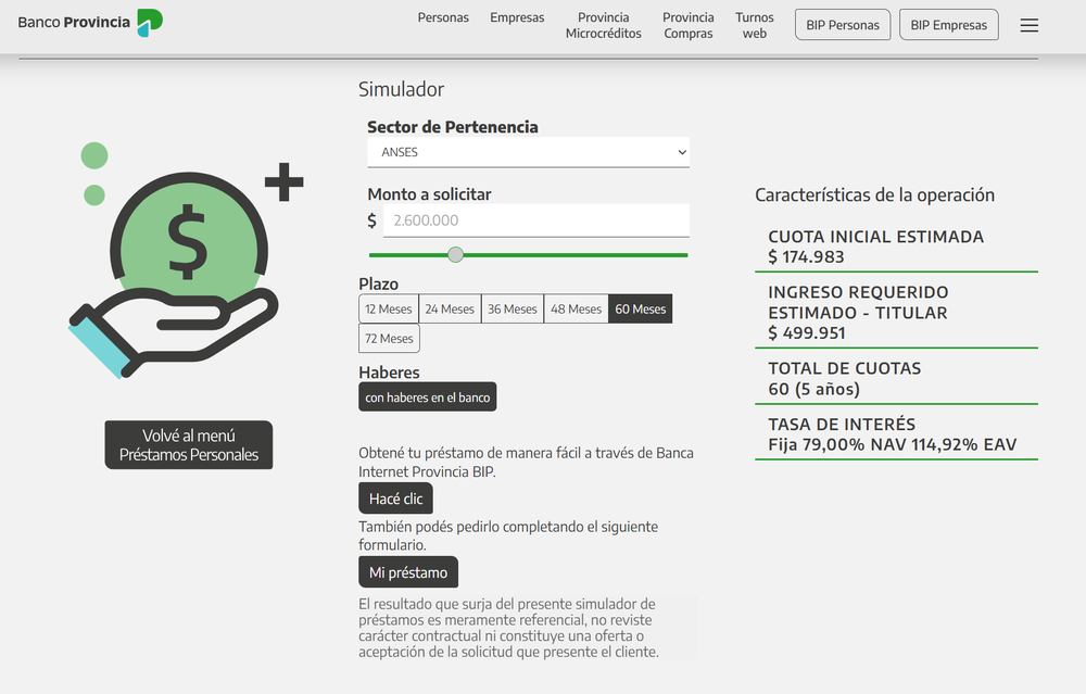 El simulador de Banco Provincia permite calcular créditos de manera rápida, segura y sin intermediarios.