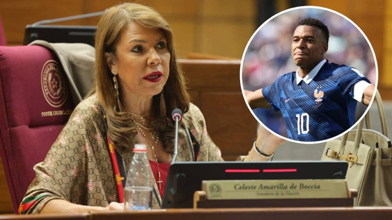 Escándalo. La senadora paraguaya volvió a cargar contra Kylian Mbappé.