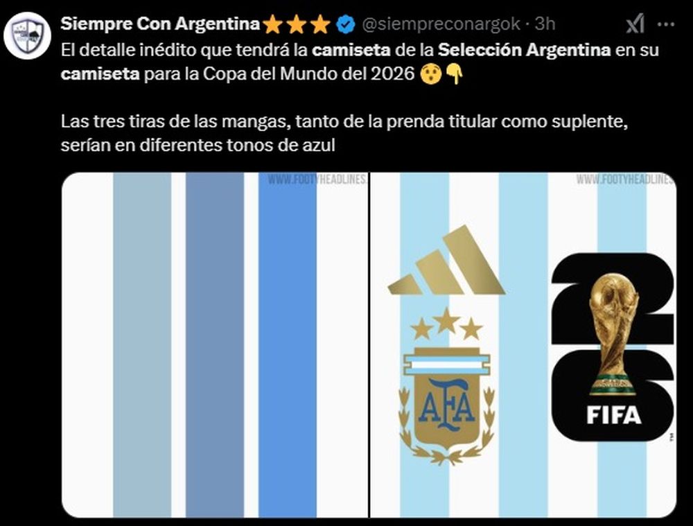 El detalle inédito de la nueva camiseta de la Selección Argentina El detalle inédito de la nueva camiseta de la Selección Argentina