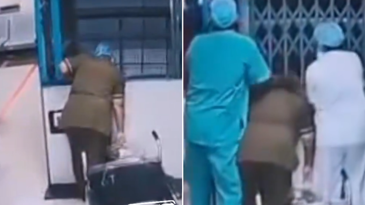 Imoactante video: una trabajadora de un hospital en India murió tras quedar atrapada bajo un ascensor