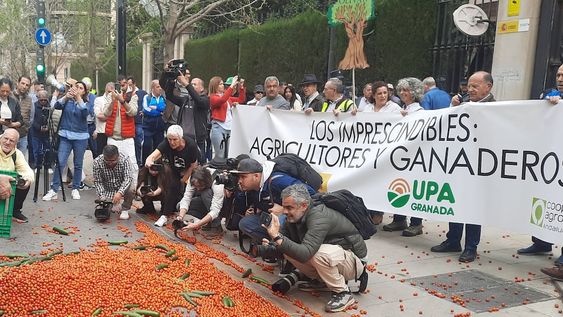 Desde principios de febrero, miles de productores europeos han salido a la calle, a pie o con sus tractores. Protesta del día 22 de marzo en Granada, España.Foto: Mauricio Manini / Los Andes