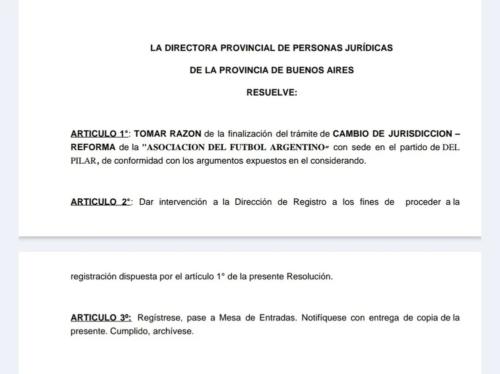 La DPPJ avaló el cambio de domicilio de la AFA a la provincia de Buenos Aires.