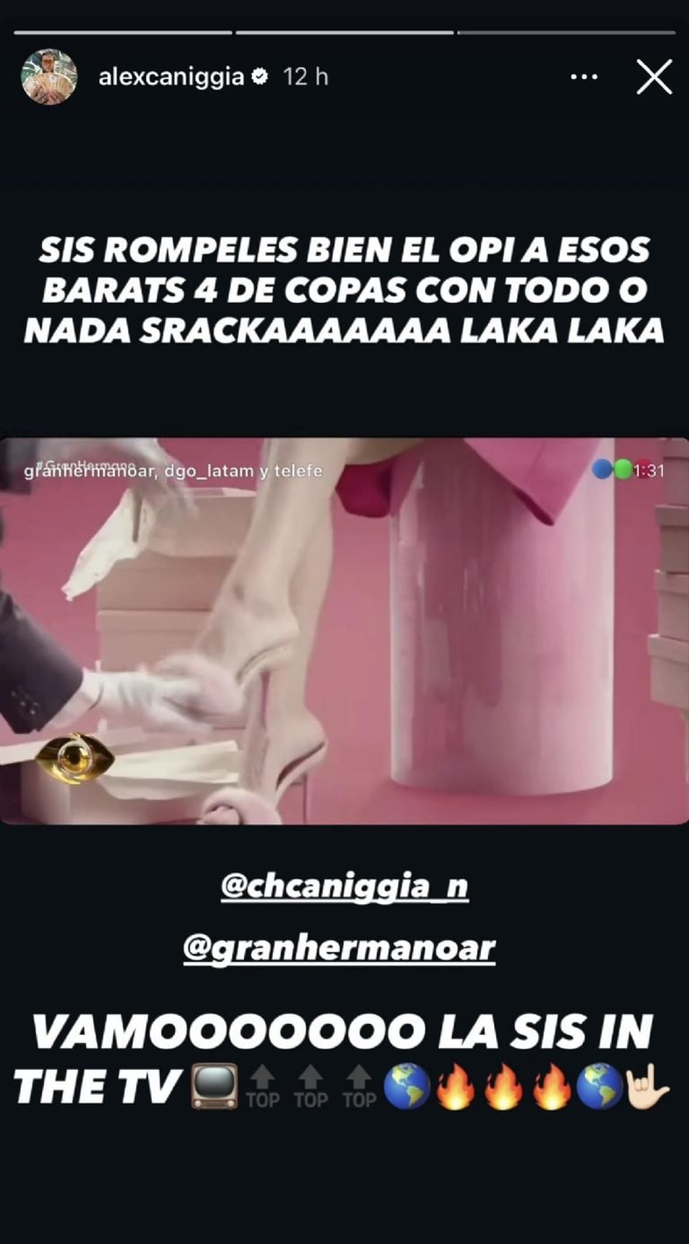Alex Caniggia se expresó luego del ingreso de su hermana a Gran Hermano.