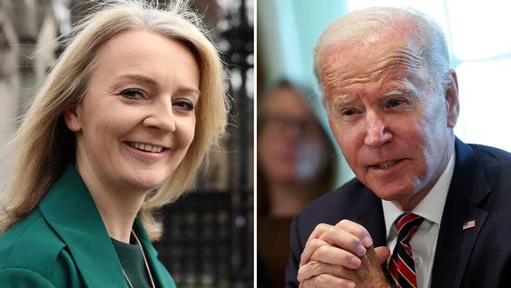 Liz Truss y Joe Biden, primera ministra británica y presidente estadounidense, respectivamente