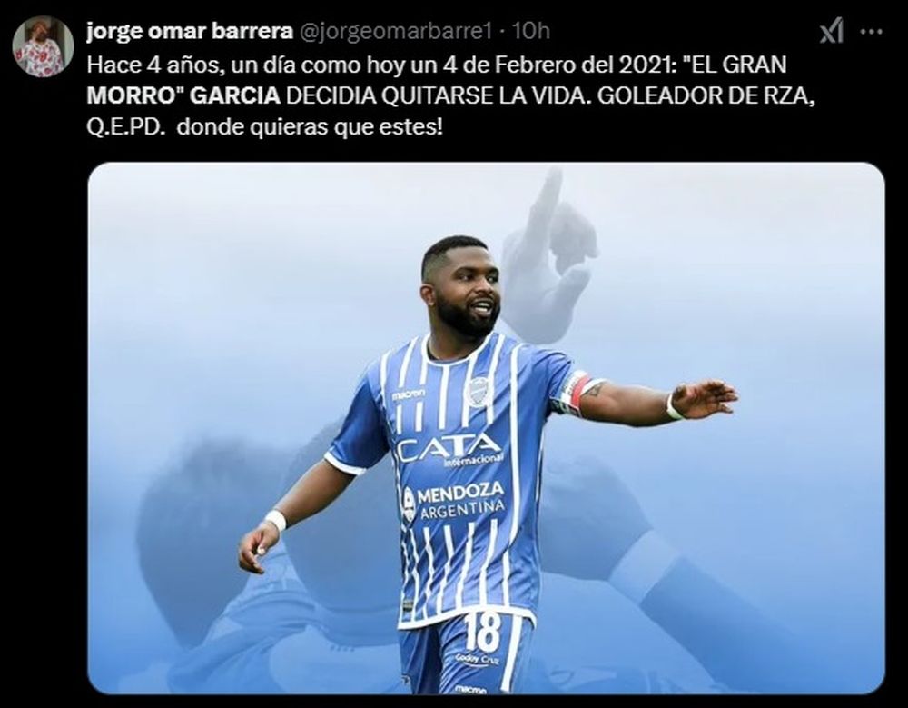 La dedicatoria para el Morro García en redes