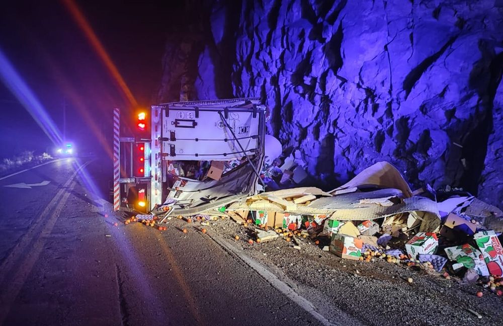 Volcó camión cargado con manzanas en la ruta 7 (Gentileza)