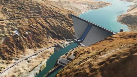 Los Andes | Una maqueta de lo que será está megaobra, la central hidroeléctrica de Portezuelo del Viento, sobre el río Grande. Hoy la Nación cumplió con el envío de los fondos acordados.