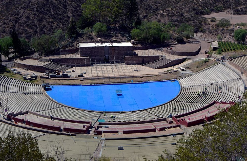Fiesta Nacional de la Vendimia 2023Comenzaron a montar el escenario de la fiesta mayor de los mendocinos y continúan arreglando las gradas, en el Teatro griego Frank Romero DayFoto: Orlando Pelichotti