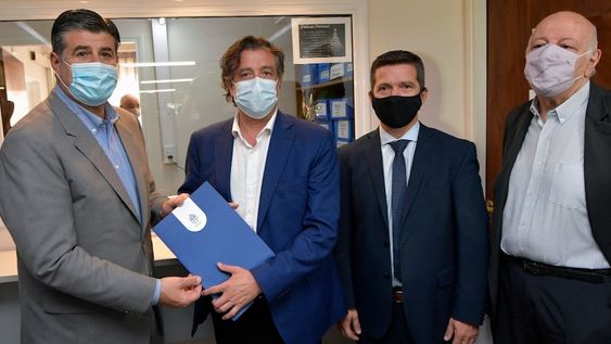 Mario Abed, Víctor Ibáñez, Andrés Lombardi y Juan Carlos Jaliff presentaron en diciembre el proyecto de Boleta Única en la Legislatura. Foto: Orlando Pelichotti