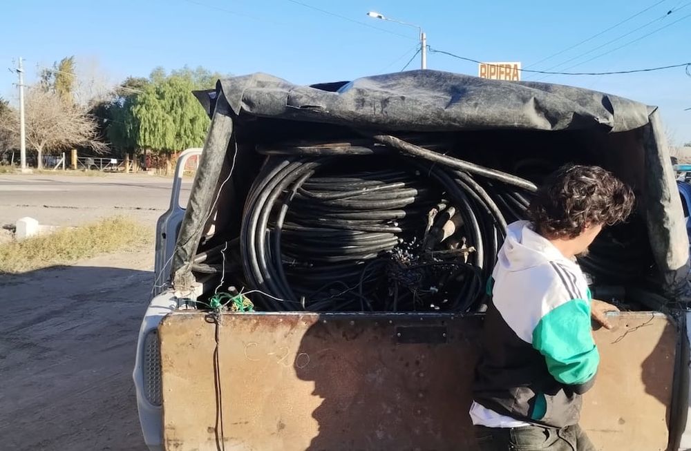 Los cables robados en San Martín. Gentileza Ministerio de Seguridad y Justicia.