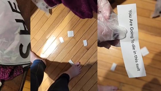 la joven recibió el mensaje en una compra que realizó el 15 de enero. Foto: Captura video / TikTok