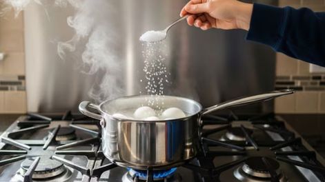 La sal durante la cocción es en recurso que mejora de manera significativa la preparación de los huevos.