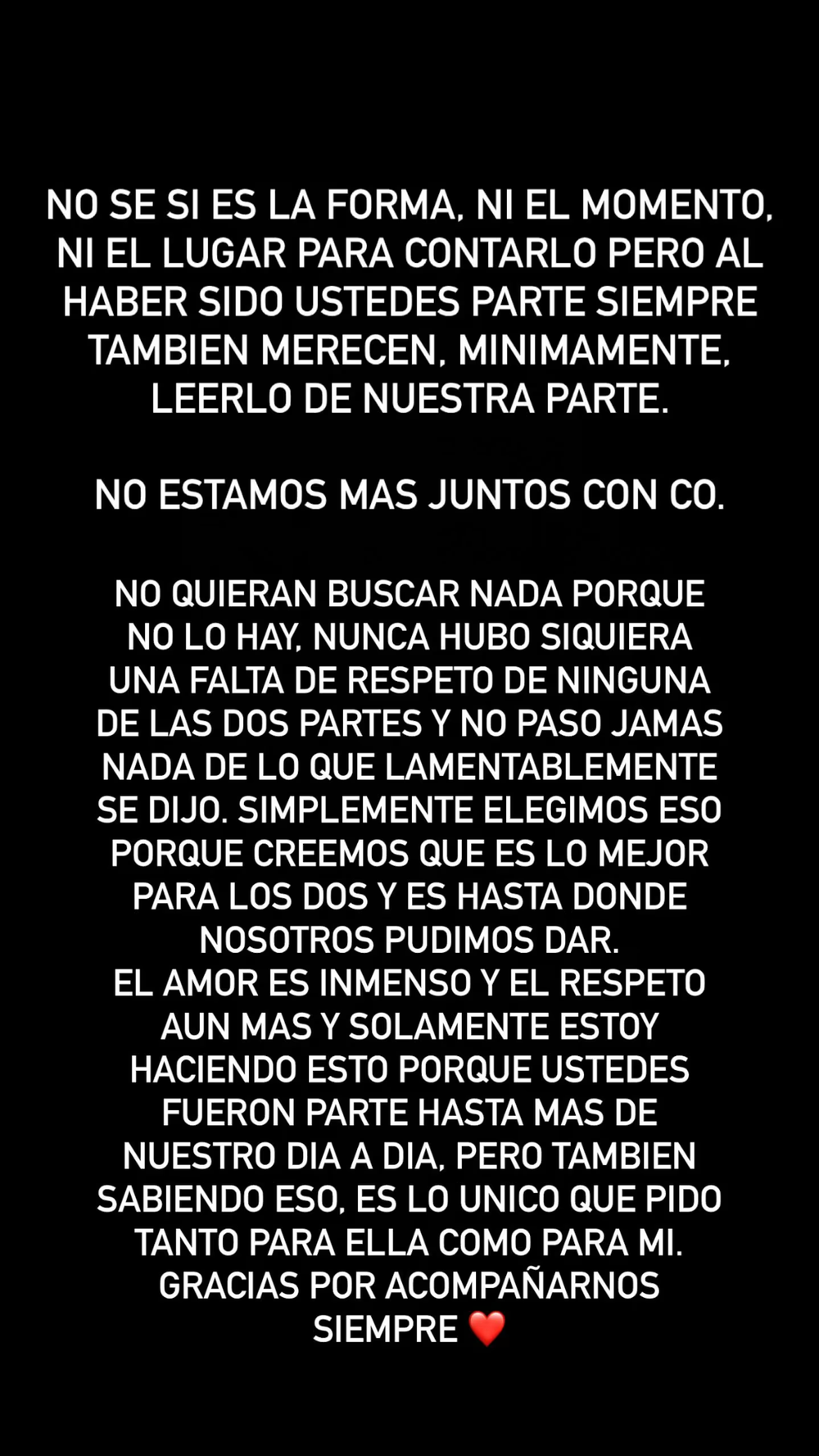 Nacho Castañares confirmó el fin de la relación a través de un conmovedor mensaje en sus redes sociales.