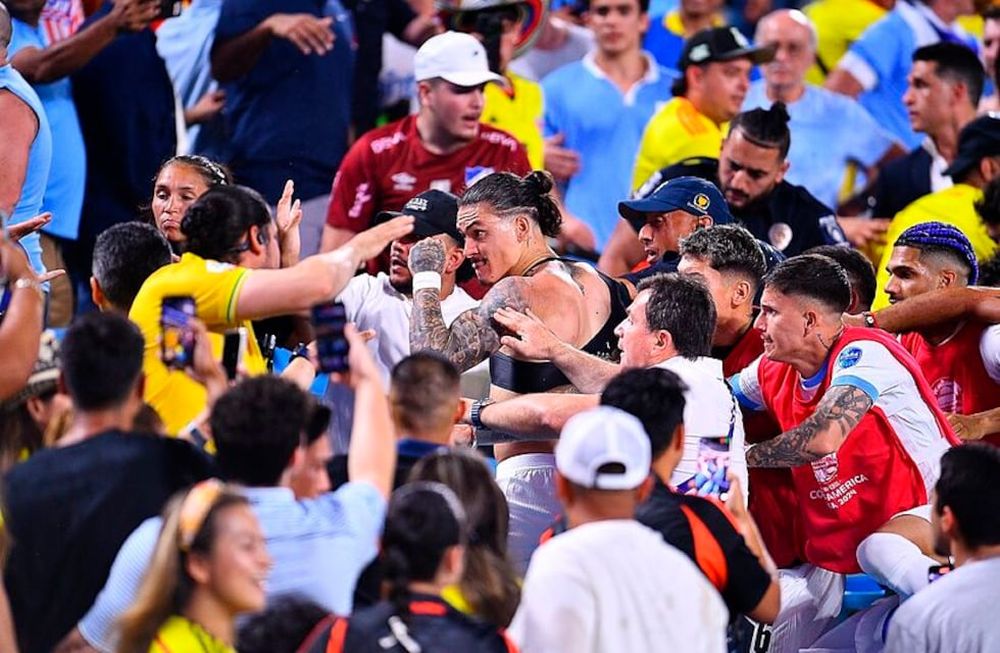 Darwin Núñez, jugador de Uruguay, recibió 5 fechas de suspensión tras los incidentes con los hinchas colombianos. / Gentileza.