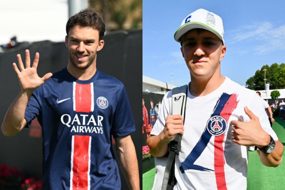 Pierre Gasly e Isack Hadjar, pilotos de F1 que festejaron la victoria del PSG en Champions League. Foto: @F1sutton