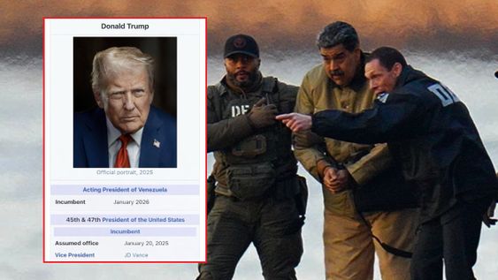 Trump compartió una imagen manipulada de Wikipedia y se presenta como presidente interino de Venezuela.