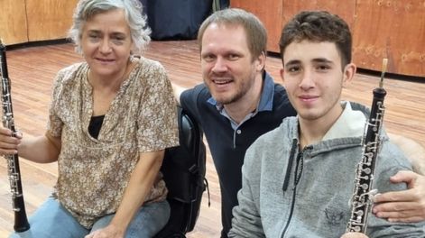 El sueño de Darío: con solo 16 años, tocará el oboe junto a músicos de la Sinfónica de la UNCuyo. Foto: Gentileza