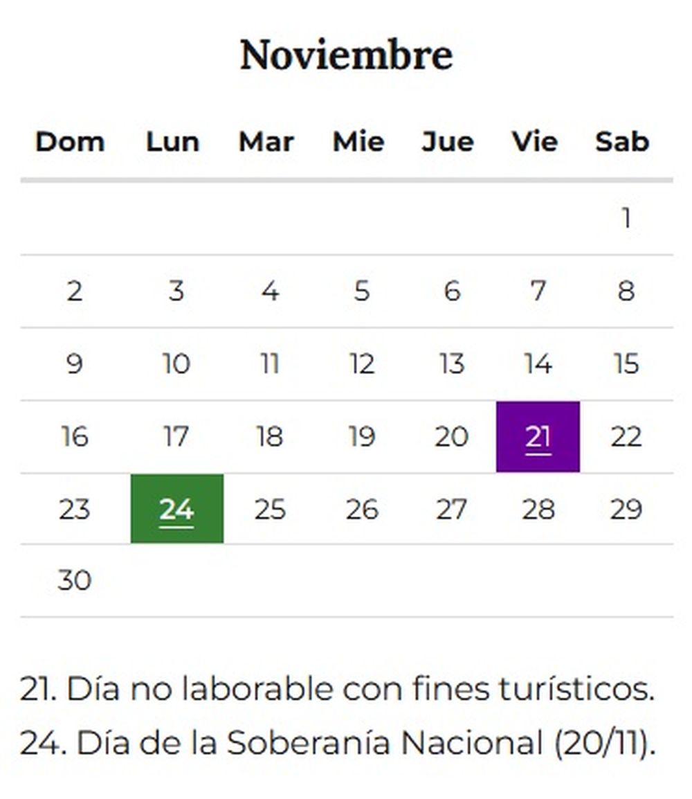 Feriados de noviembre de 2025 en Argentina Feriados de noviembre de 2025 en Argentina