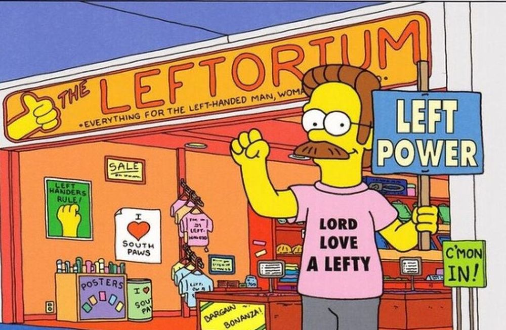En Los Simpson, Ned Flanders es zurdo y tiene una tienda exclusiva para gente como él