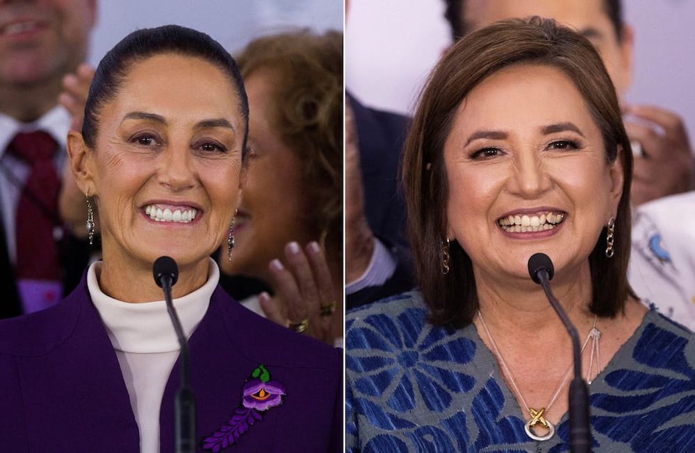 Claudia Sheinbaum (izq), del oficialismo, y Xochitl Gálvez (der), de la alianza de partidos de centro derecha, son las principales candidatas en los comicios a presidente.