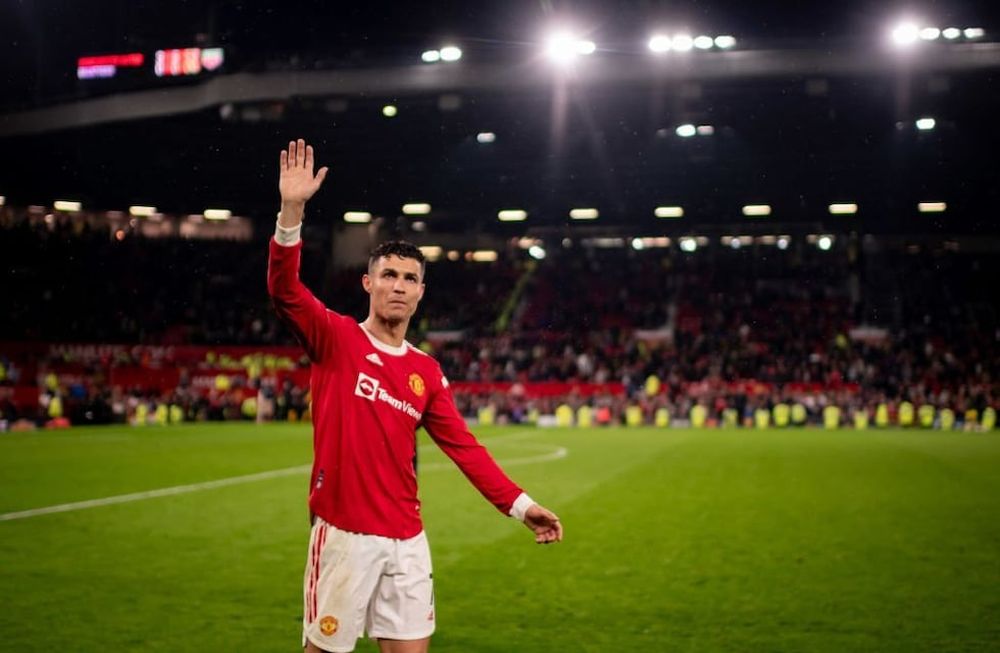 Cristiano Ronaldo en su último partido como jugador del Manchester United en Old Trafford.