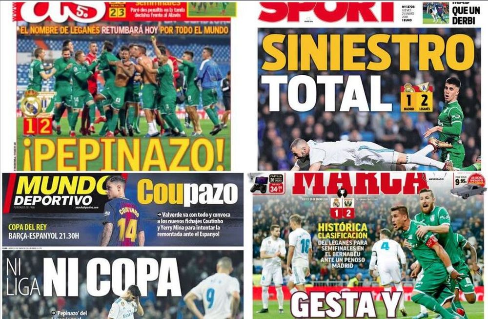 La prensa española liquidó a Real Madrid por la eliminación en la Copa del Rey