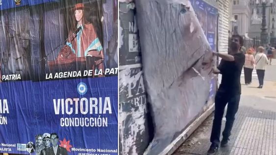 Los polémicos afiches que aparecieron en las inmediaciones del Congreso