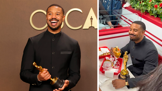 Michael B. Jordan ganó el Oscar y sorprendió con su festejo fuera de gala.