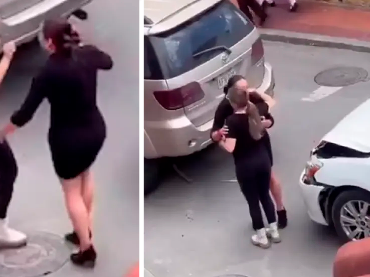 Choque, revisión y abrazo: la reacción de dos mujeres que protagonizaron un accidente en Ecuador.