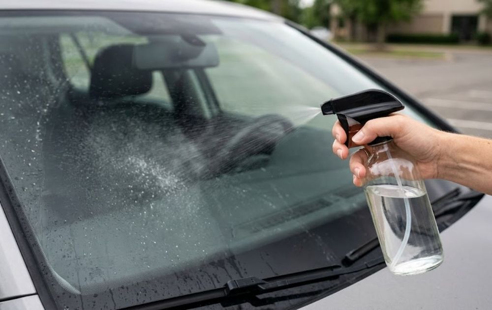 El vinagre blanco es una solución económica para que el parabrisas del auto brille.