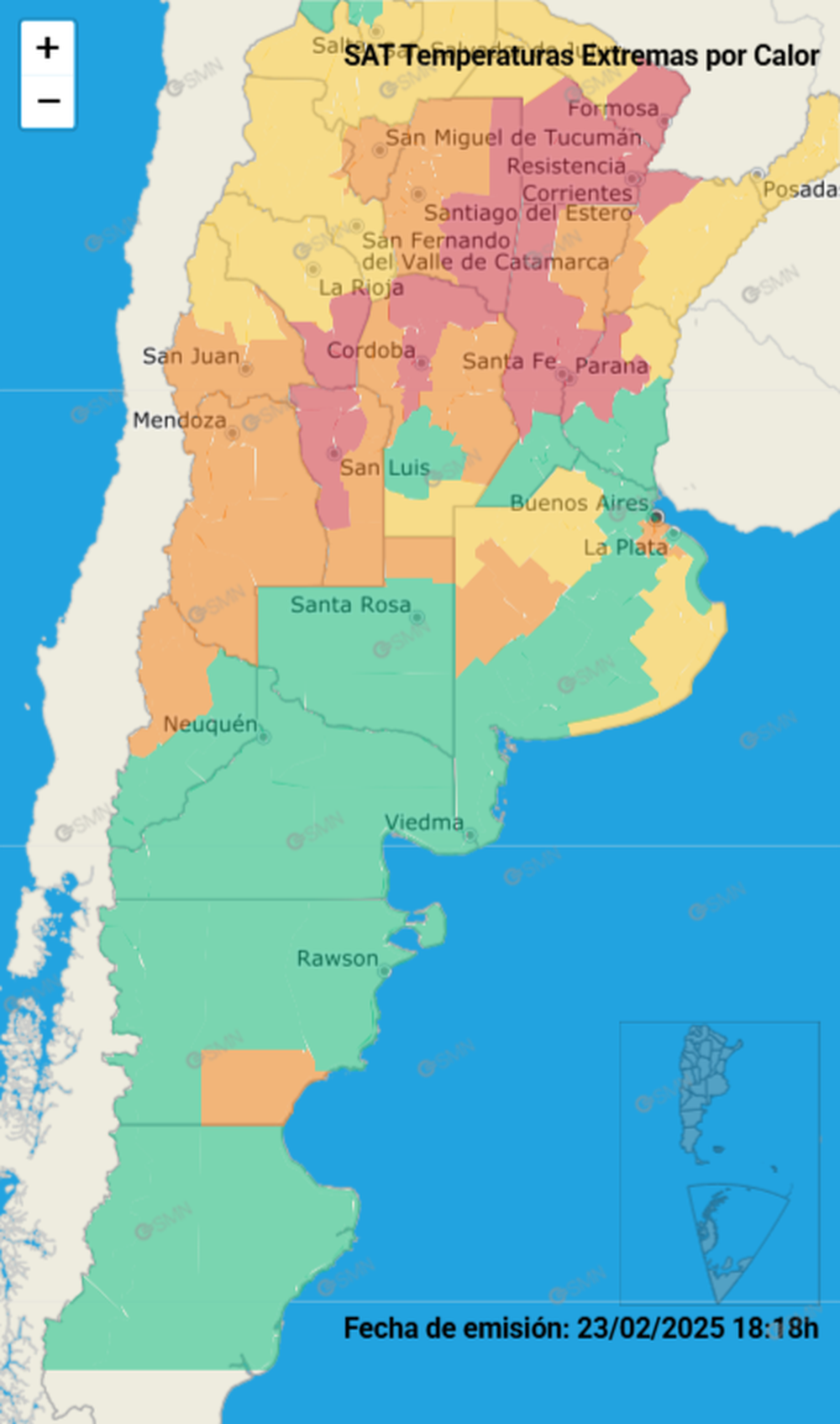 Pronóstico del tiempo. Alerta naranja por calor para toda la provincia de Mendoza. 
