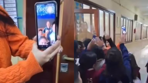 Alumnos de una escuela fueron sorprendidos con una videollamada con jugadores de la Selección Argentina