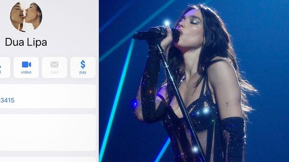 Imagen del contacto que compartió Dua Lipa en su red social.