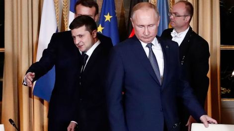 El presidente ruso Vladimir Putin y su par ucraniano, Volodymyr Zelensky