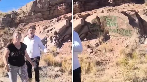 Indignación: turistas vandalizaron las piedras del dique Potrerillos y fueron escrachados en redes