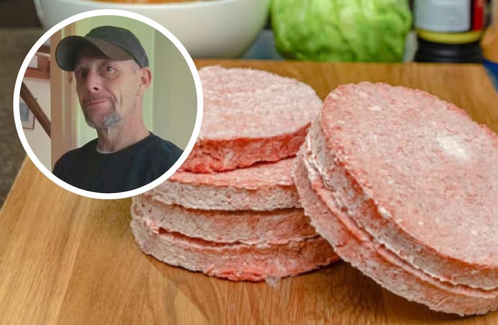 Barry Griffiths, la víctima fatal. Intentó separar dos hamburguesas congeladas con un cuchillo, le escapó y se mató sin querer (Daily Mail)