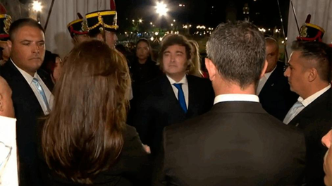 El frío saludo de Javier Milei a Victoria Villarruel.