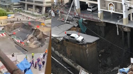 Las imágenes del impactante socavón de 50 metros que obligó a evacuar a un hospital en Tailandia.