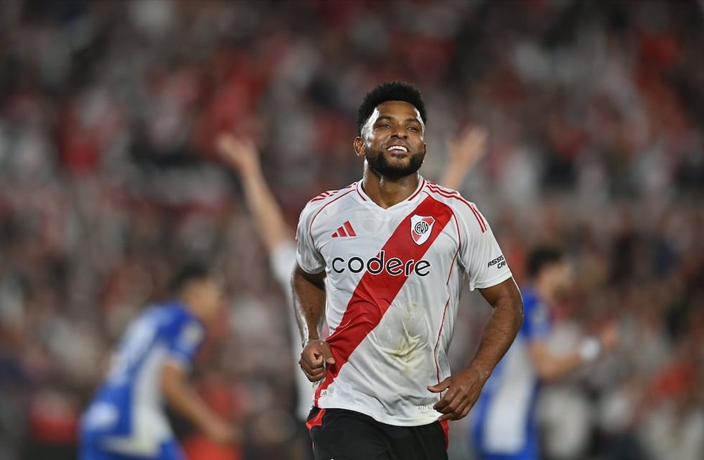El colombiano Borja festejando el segundo gol para el Millonario. Foto: River Plate.