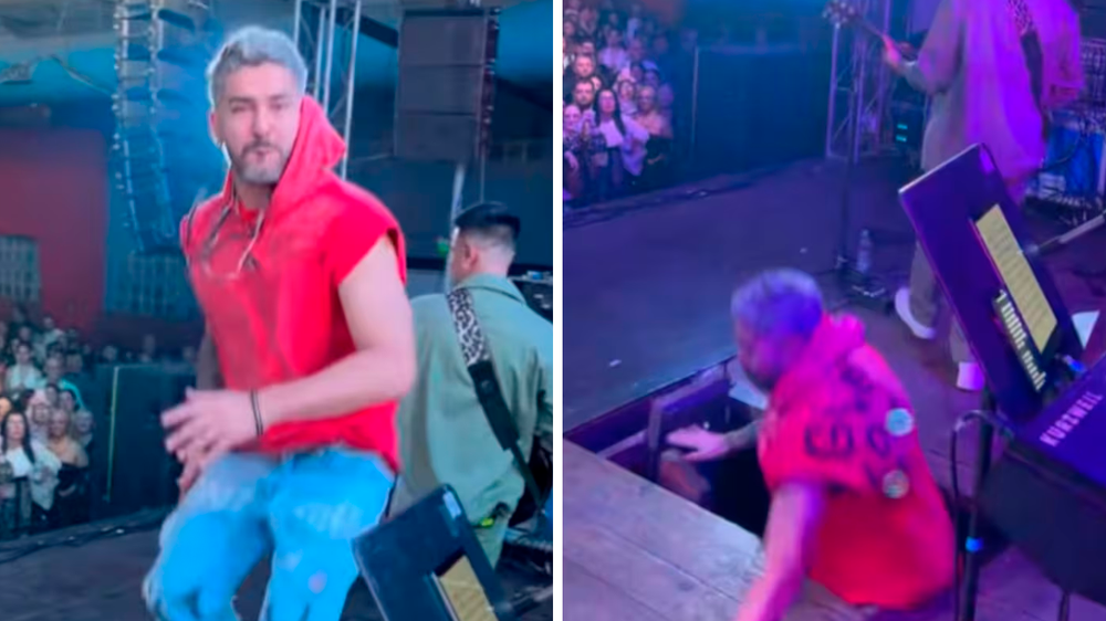 El cantante de Dale Q Va sufrió una fuerte caída.