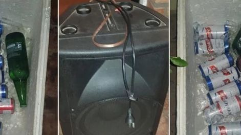 Los efectivos policiales incautaron bebidas alcohólicas y equipos de música. Foto: Gentileza