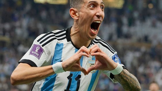 Lusail (Qatar), 18/12/2022.- Angel di Maria of Argentina celebrates after scoring the 2-0 lead during the FIFA World Cup 2022 Final between Argentina and France at Lusail stadium in Lusail, Qatar, 18 December 2022. (Mundial de Fútbol, Francia, Estados Unidos, Catar) EFE/EPA/Ronald Wittek