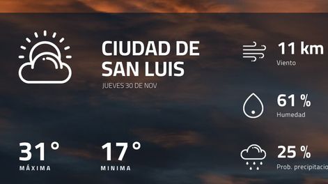 Pronóstico regional: ¿cómo estará el tiempo en Ciudad de San Luis?