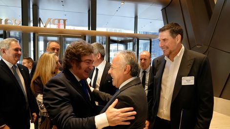 El Presidente Javier Milei y el gobernador Alfredo Cornejo, en su último encuentro en la Argentina Week en Nueva York.&nbsp;