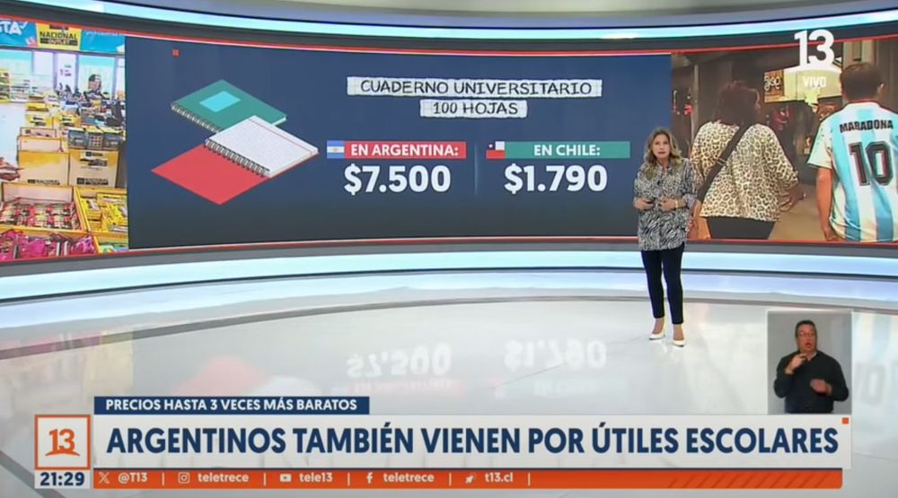 Turistas argentinos arrasan en Chile con útiles escolares (T13)