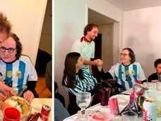Charly García compartió un almuerzo con amigos para seguir a la Selección argentina.
