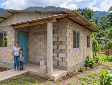ahorro durante 9 anos como empleada domestica para construir su vivienda con plastico reciclado: las paredes se ensamblan como lego