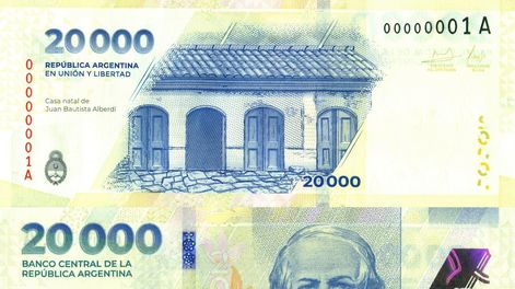 Billete de 20.000 pesos - Foto Banco Central