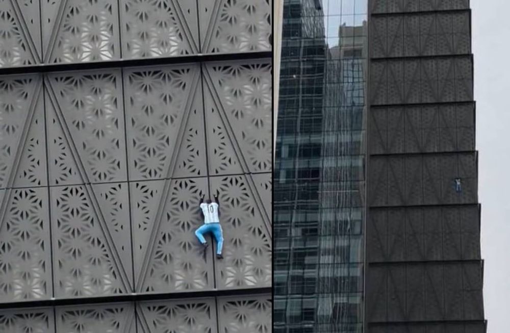 El ciudadano polaco se trepó a uno de los edificios más altos de Buenos Aires.