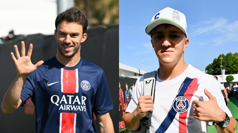 Pierre Gasly e Isack Hadjar, pilotos de F1 que festejaron la victoria del PSG en Champions League. Foto: @F1sutton
